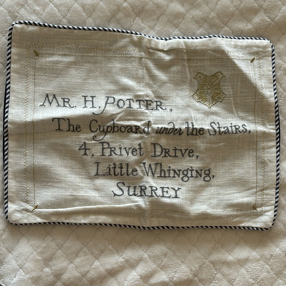 Pottery Barn Harry Potter Acceptance Letter Pillow Case